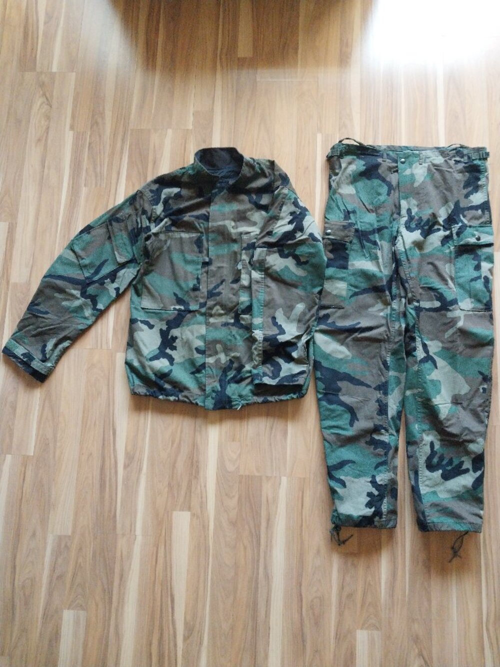 US Military Woodland Chemical Protective Suit Set Size Small WASHED OUT CHARCOAL